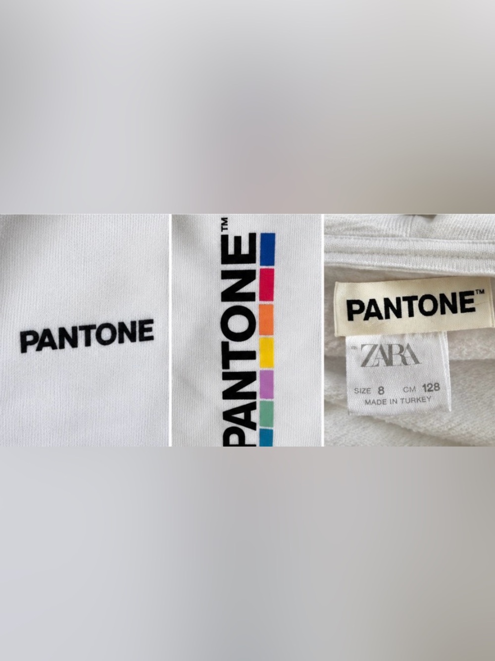 Zara Kids White Hoodie with Small Pantone Logo - Picture 3 of 3